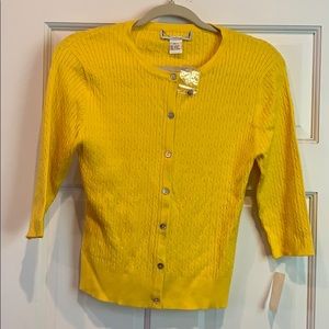 Gorgeous yellow cardigan 3/4 sleeve. NWT. Large